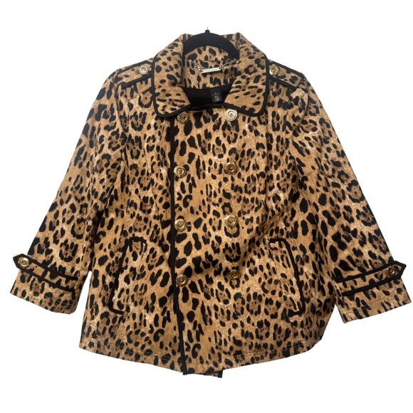 White House Black Market Leopard Print Coat Swing Jacket Womens Size 8 - Picture 2 of 9